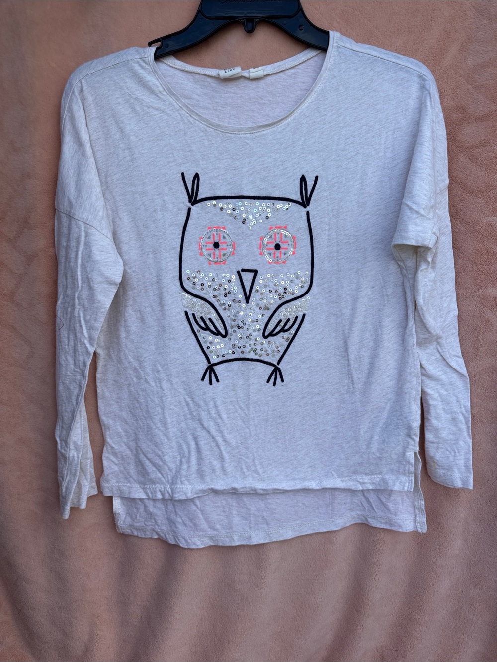 Girls XXL 14/16 Sequin Owl Shirt